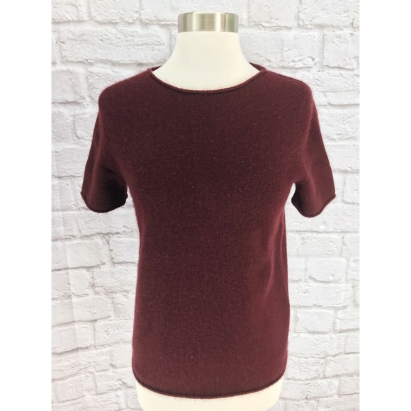 •Theory• Tolleree Cashmere Sweater Top Burgundy - Picture 2 of 4